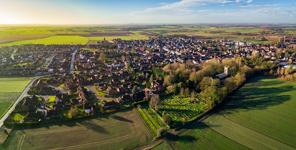 Aerial,Sunrise,View,Of,Epworth,,North,Lincolnshire.